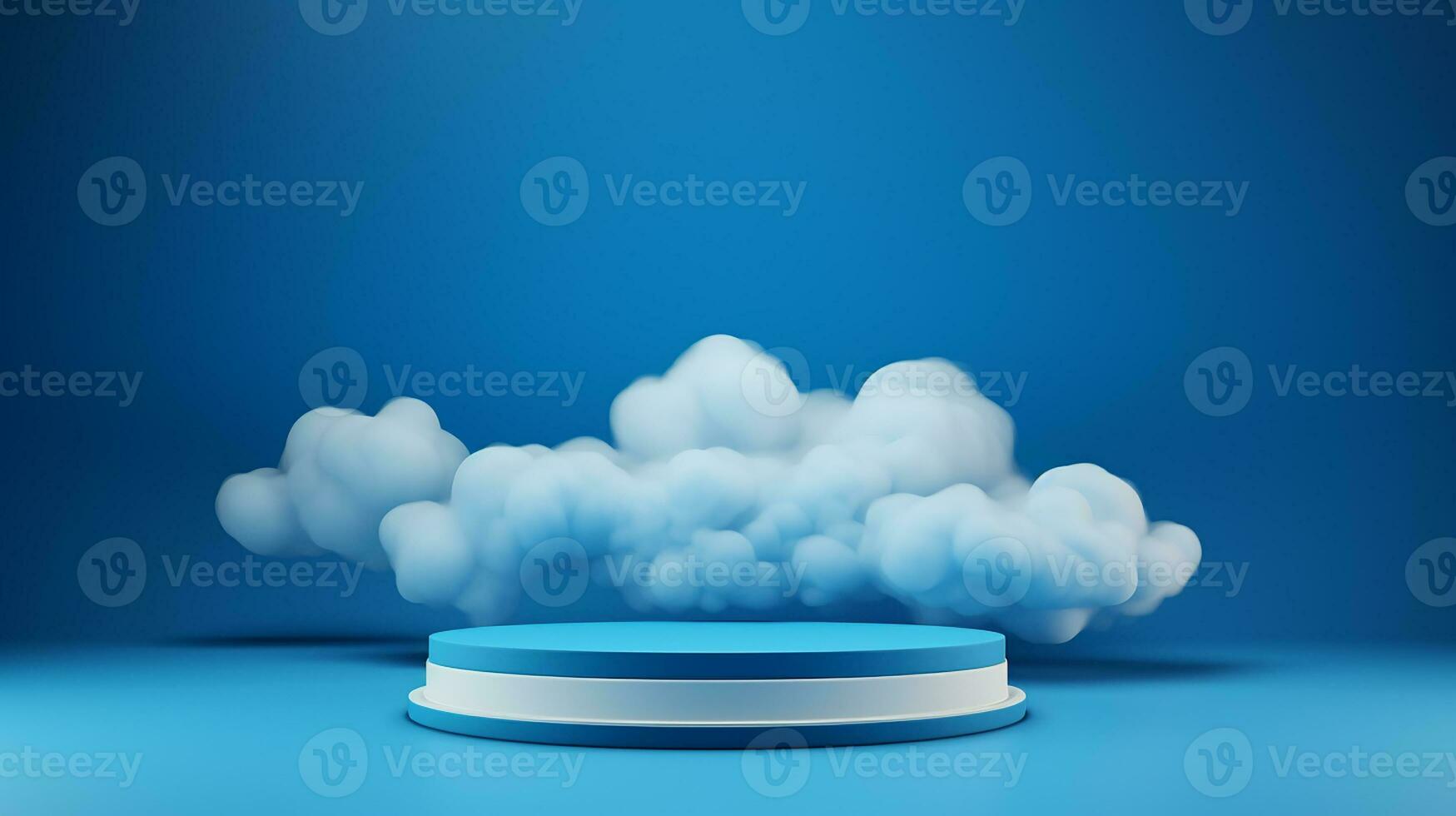 AI generated 3d rendered abstract empty display podium with clouds Minimal scene for product display presentation photo