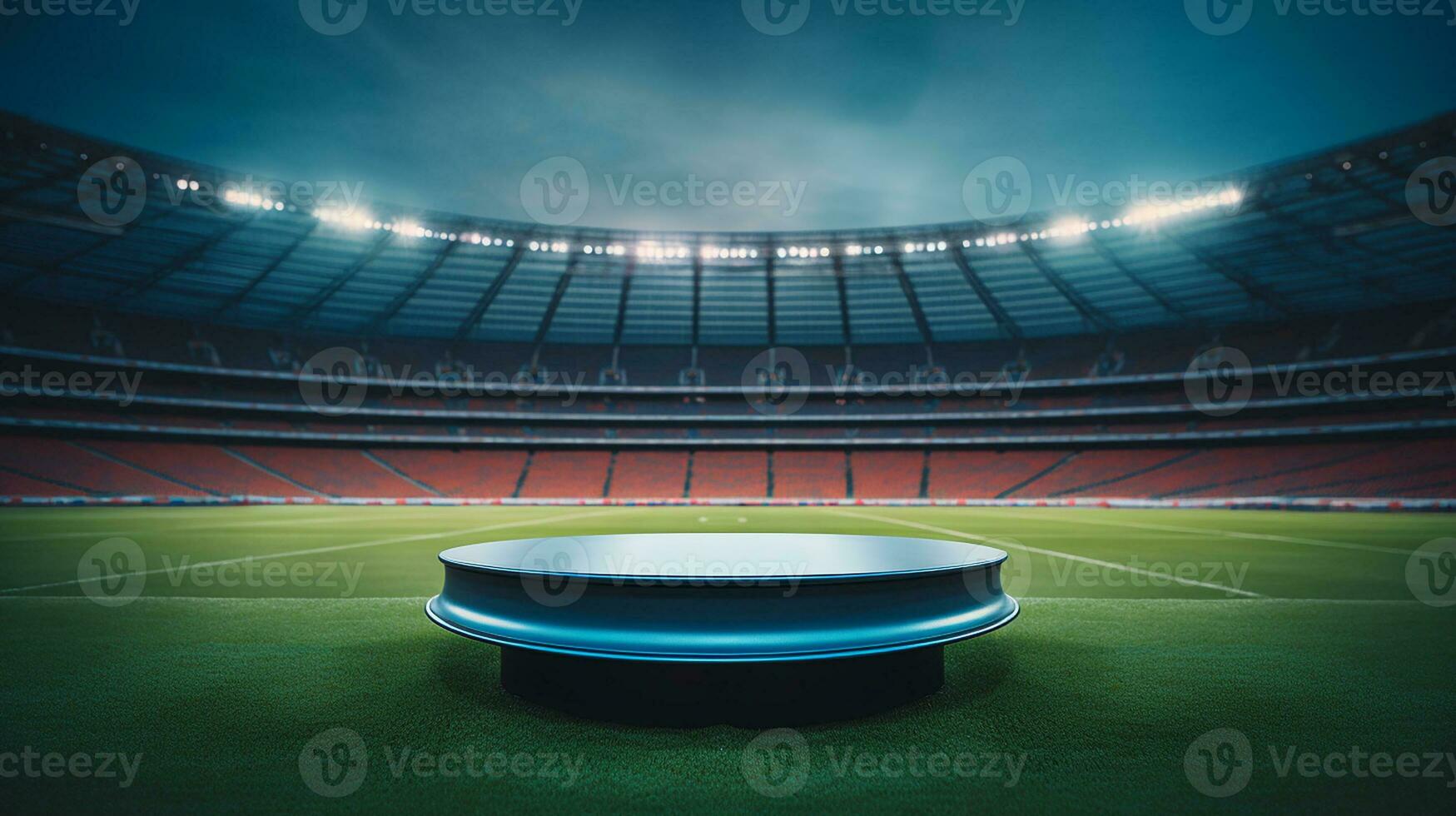 AI generated 3d rendered empty display podium in the sports stadium Minimal scene for product display presentation photo