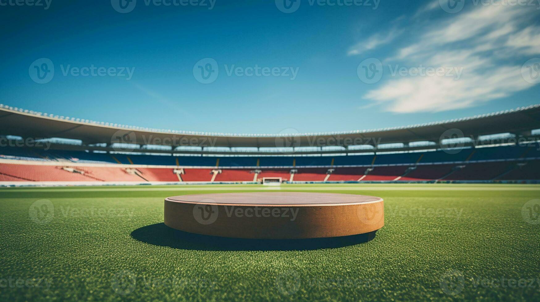 AI generated 3d rendered empty display podium in the sports stadium Minimal scene for product display presentation photo