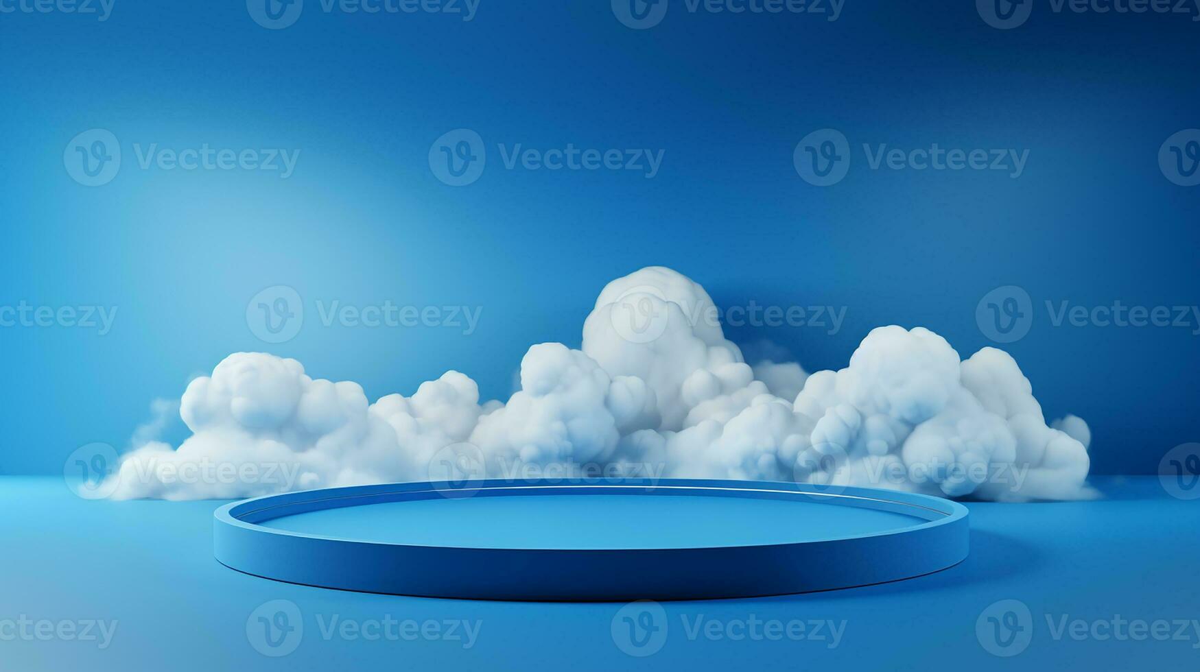 AI generated 3d rendered abstract empty display podium with clouds Minimal scene for product display presentation photo