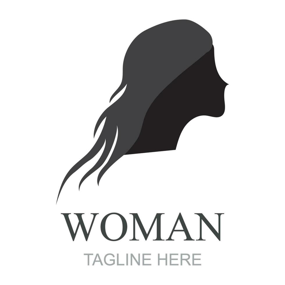 Beauty Women Logo design. Vector Illustration of Woman With Long Hair, Beautiful Aesthetic. Modern Icon Design Vector Template with Line Style