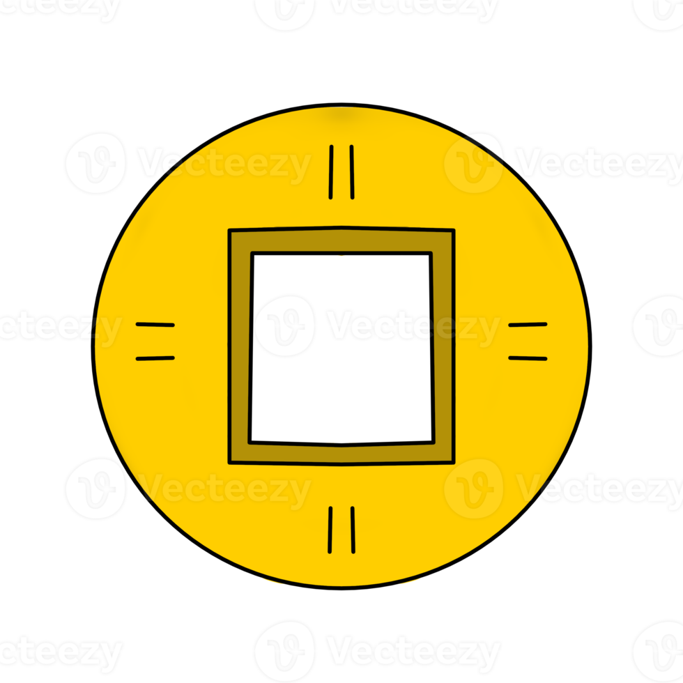 a yellow coin with a square in the middle png