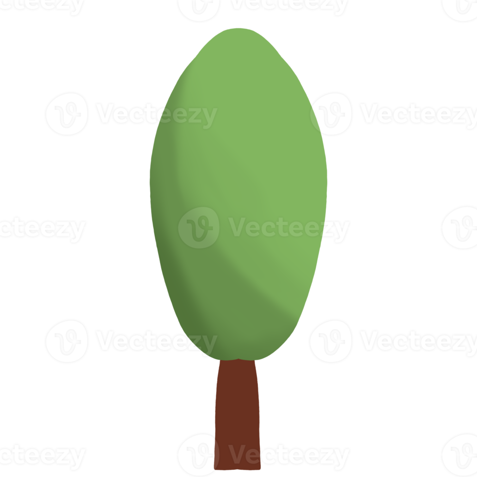 a cartoon tree with a green leaf on it png