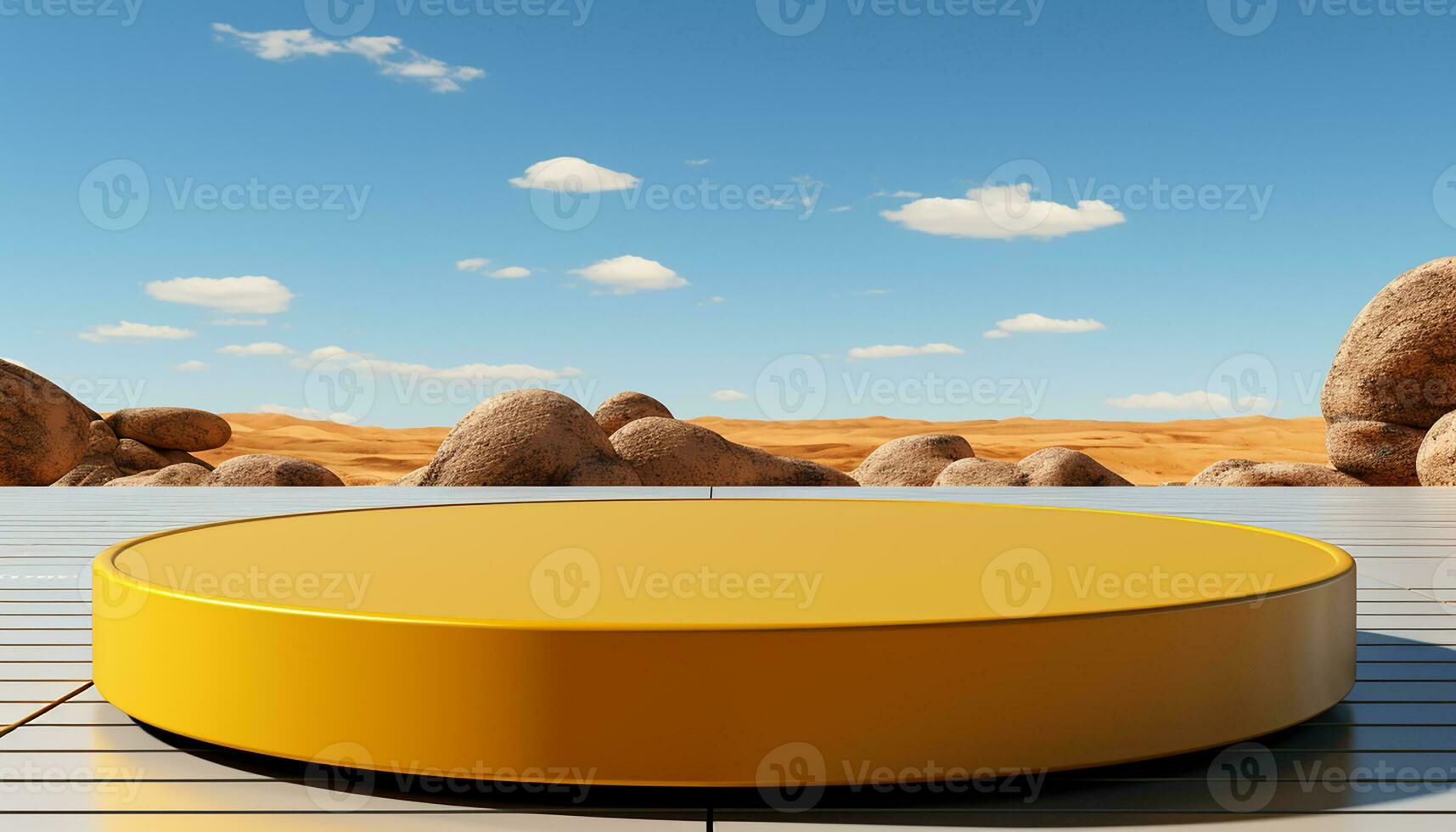 AI generated 3d rendered empty display podium on the water Minimal scene for product display presentation photo