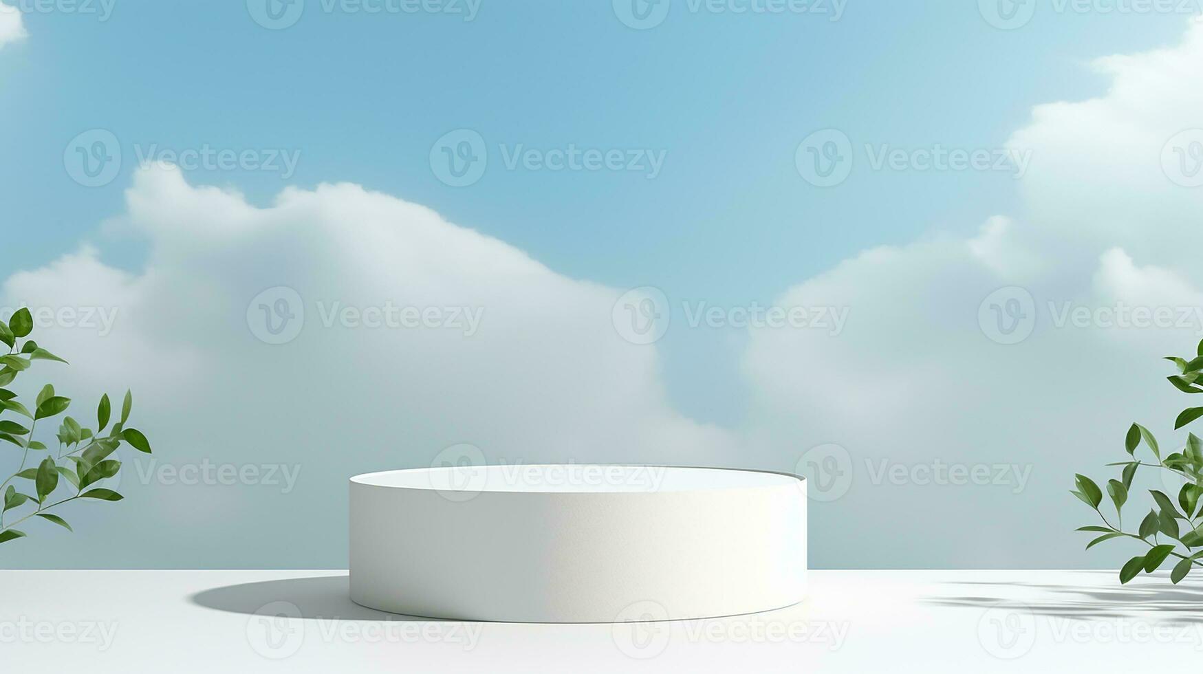 AI generated 3d rendered abstract empty display podium with clouds Minimal scene for product display presentation photo