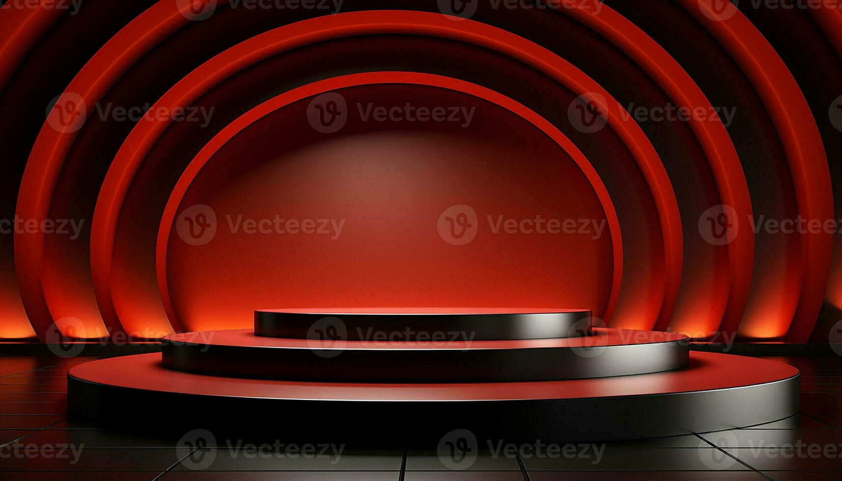 AI generated 3d rendered empty display podium with lights Minimal scene for product display presentation photo