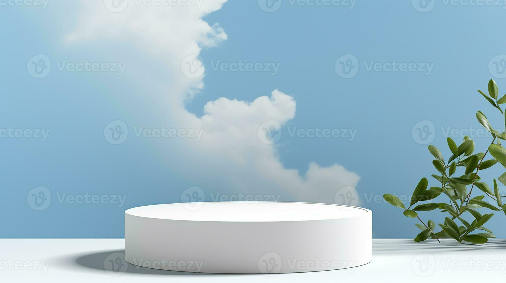 AI generated 3d rendered abstract empty display podium with clouds Minimal scene for product display presentation photo