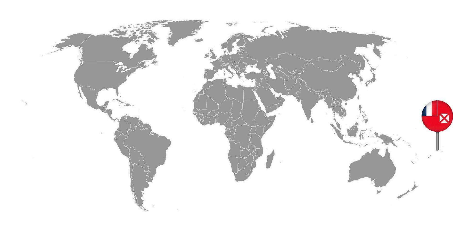 alfiler mapa con Wallis y futuna bandera en mundo mapa. vector ilustración.