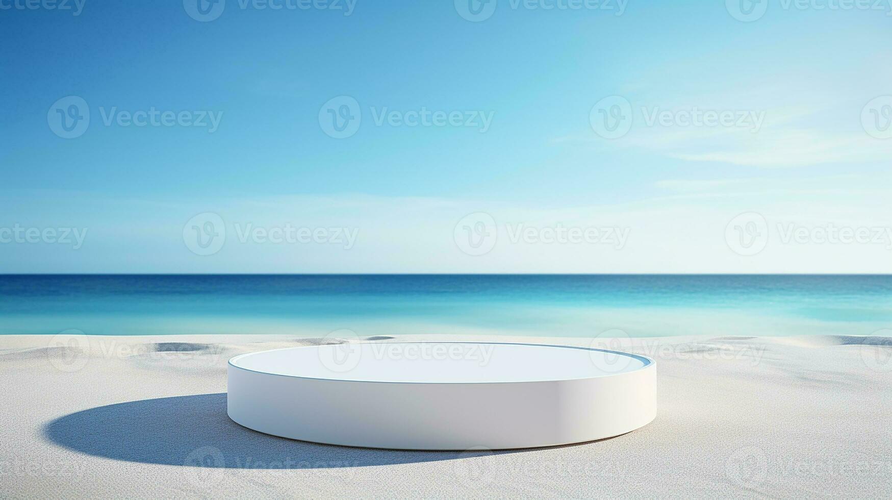 AI generated 3d rendered empty display glass podium on water Minimal scene for product display presentation photo