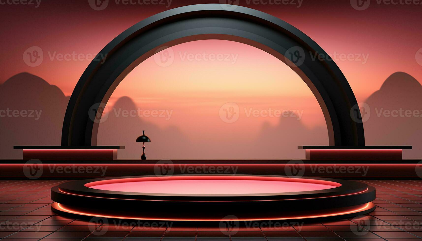 AI generated 3d rendered empty display podium with lights Minimal scene for product display presentation photo