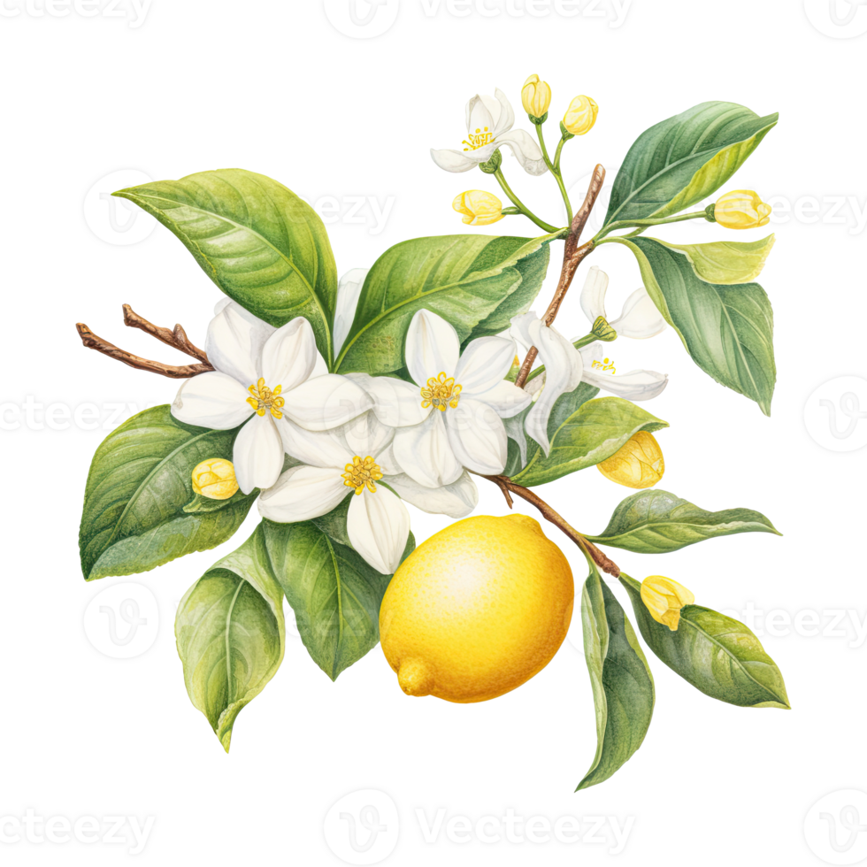 AI generated Watercolor lemon illustration png