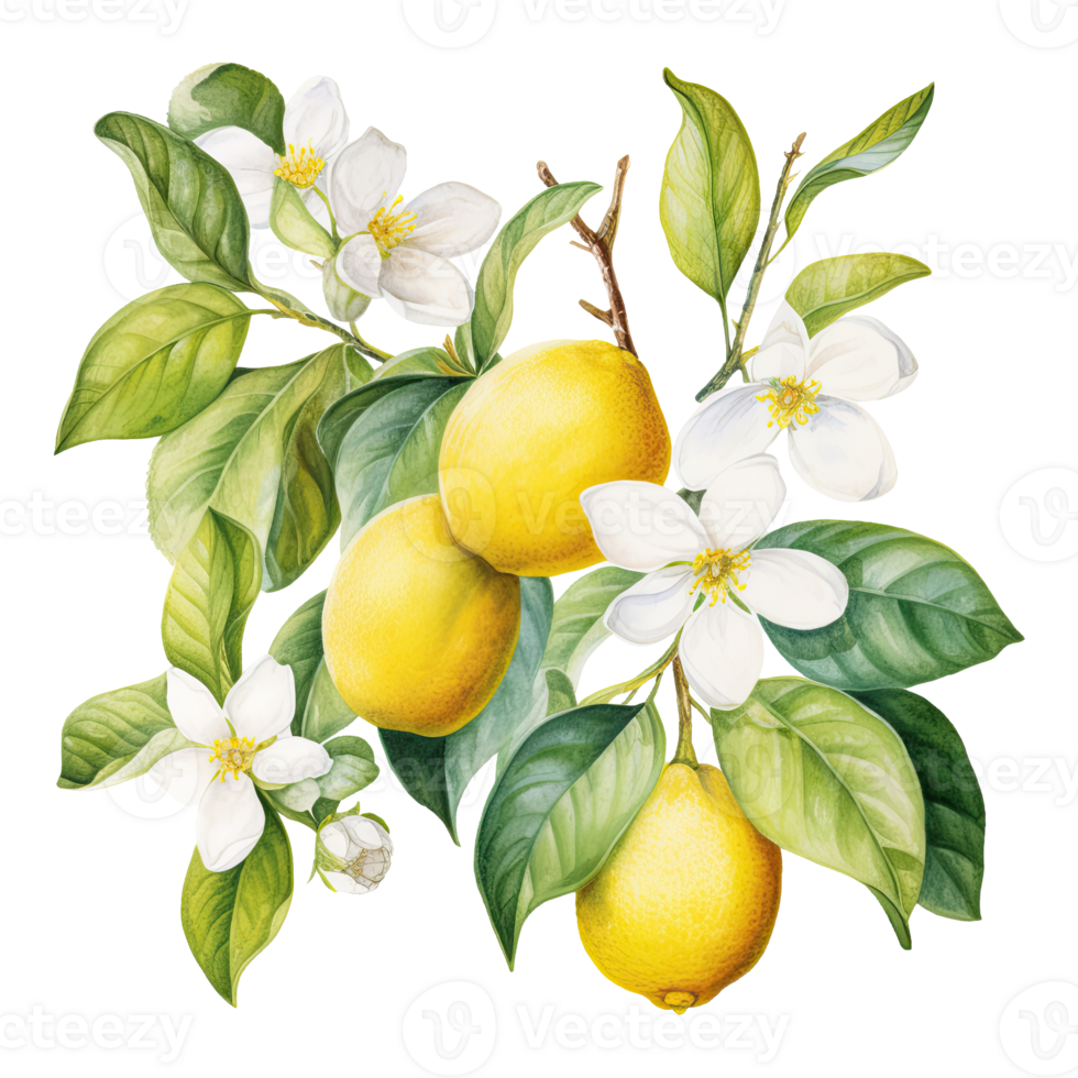 AI generated Watercolor lemon illustration png