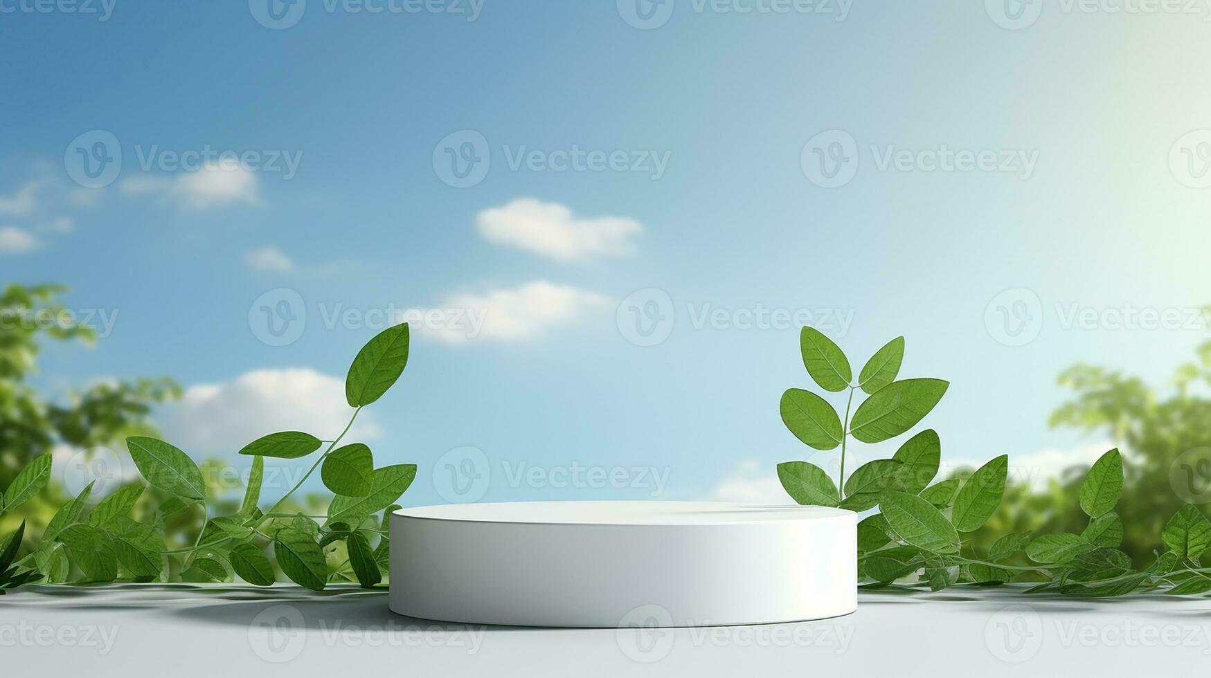 AI generated 3d rendered abstract empty display podium with clouds Minimal scene for product display presentation photo