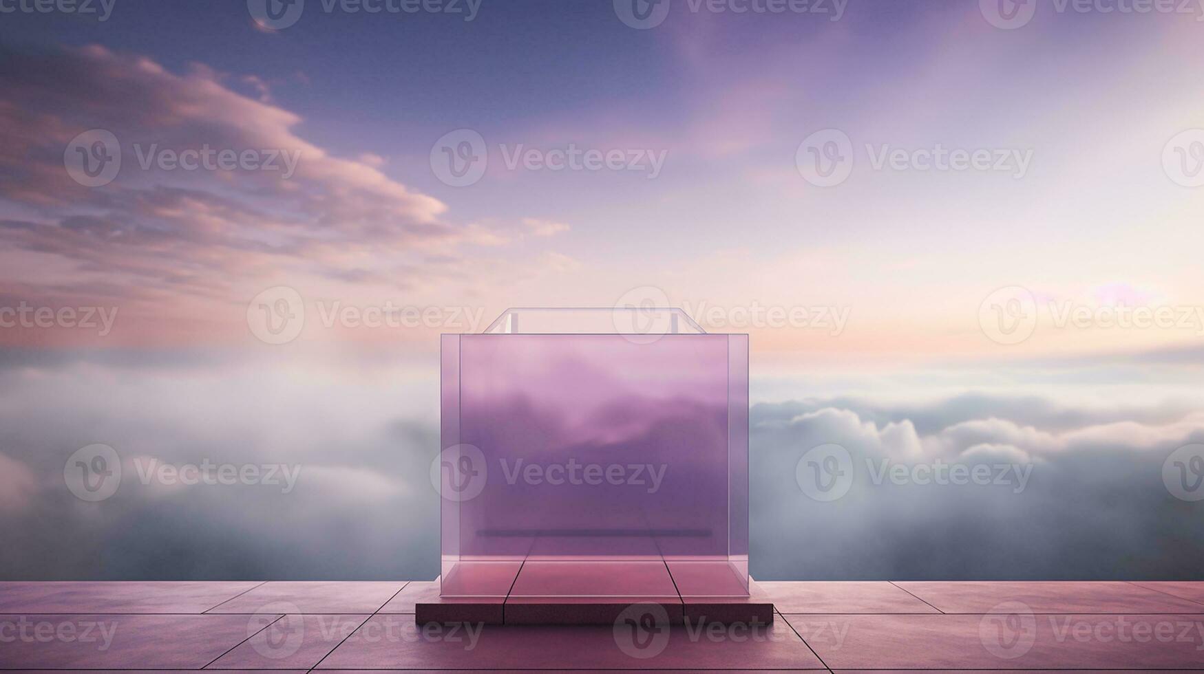 AI generated 3d rendered empty display glass podium Minimal scene for product display presentation photo