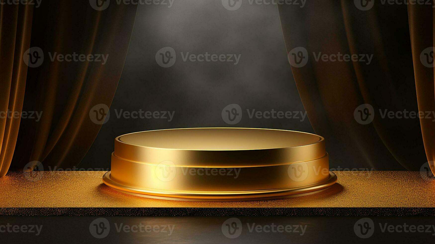 AI generated 3d rendered empty display golden podium Minimal scene for product display presentation photo