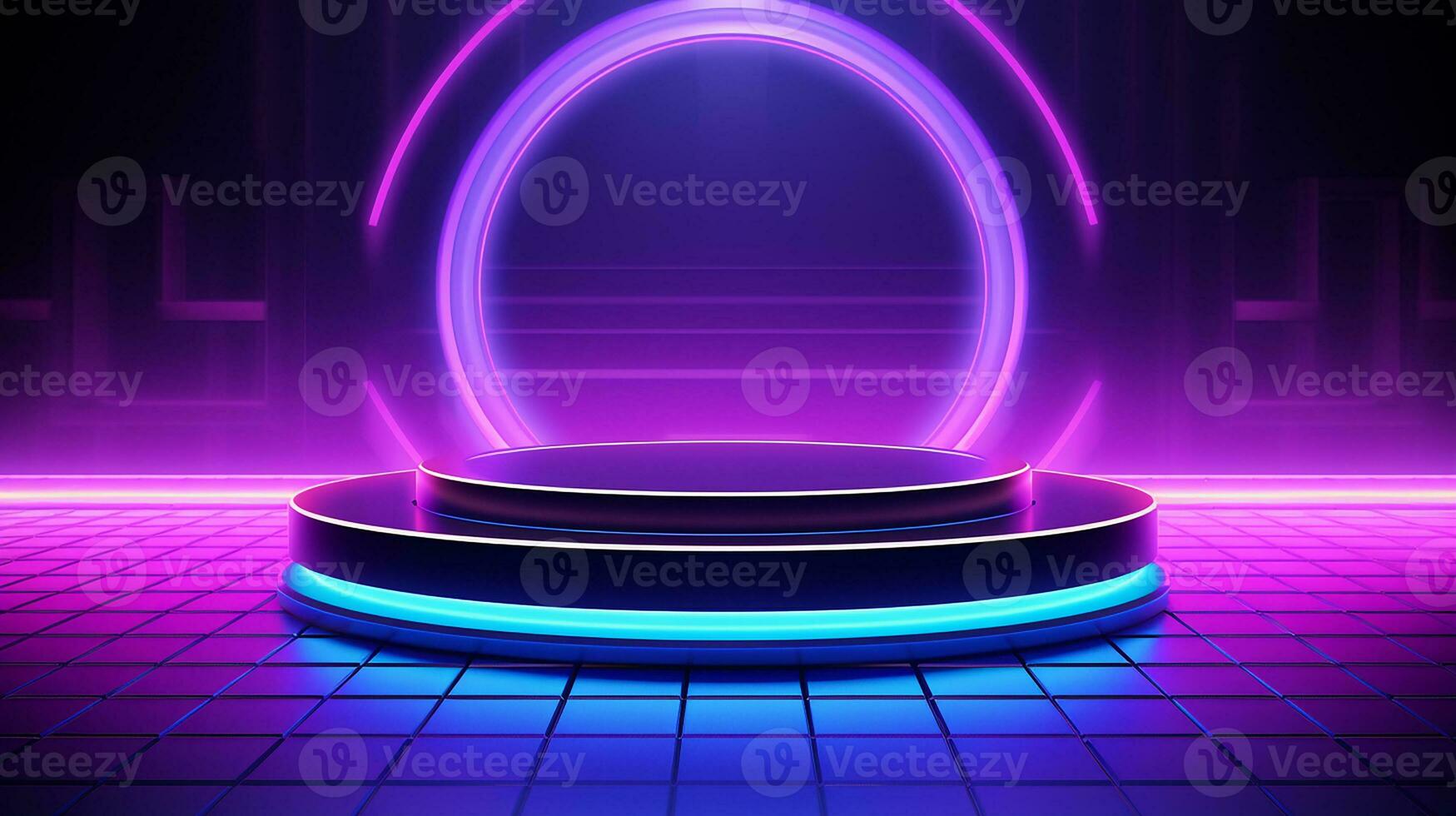 AI generated 3d rendered empty display podium with lights Minimal scene for product display presentation photo