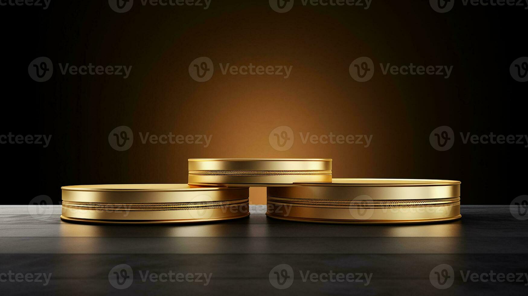 AI generated 3d rendered empty display golden podium Minimal scene for product display presentation photo