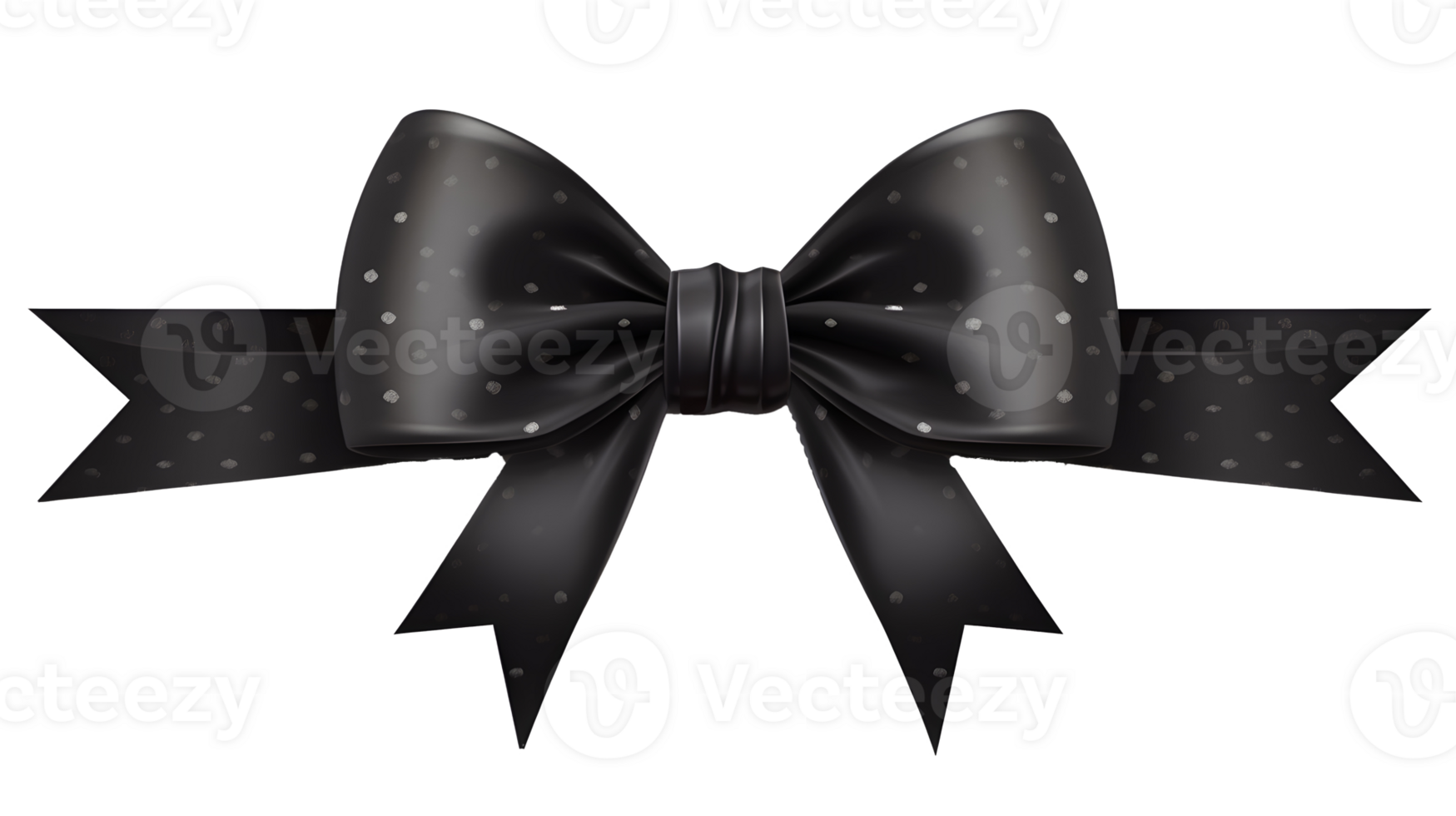 AI generated Black ribbon with bow without background png