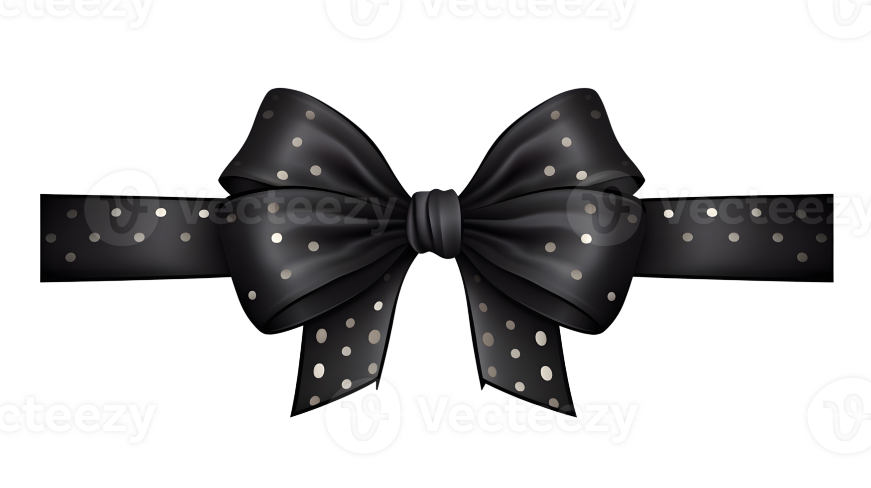 AI generated Black ribbon with bow without background png