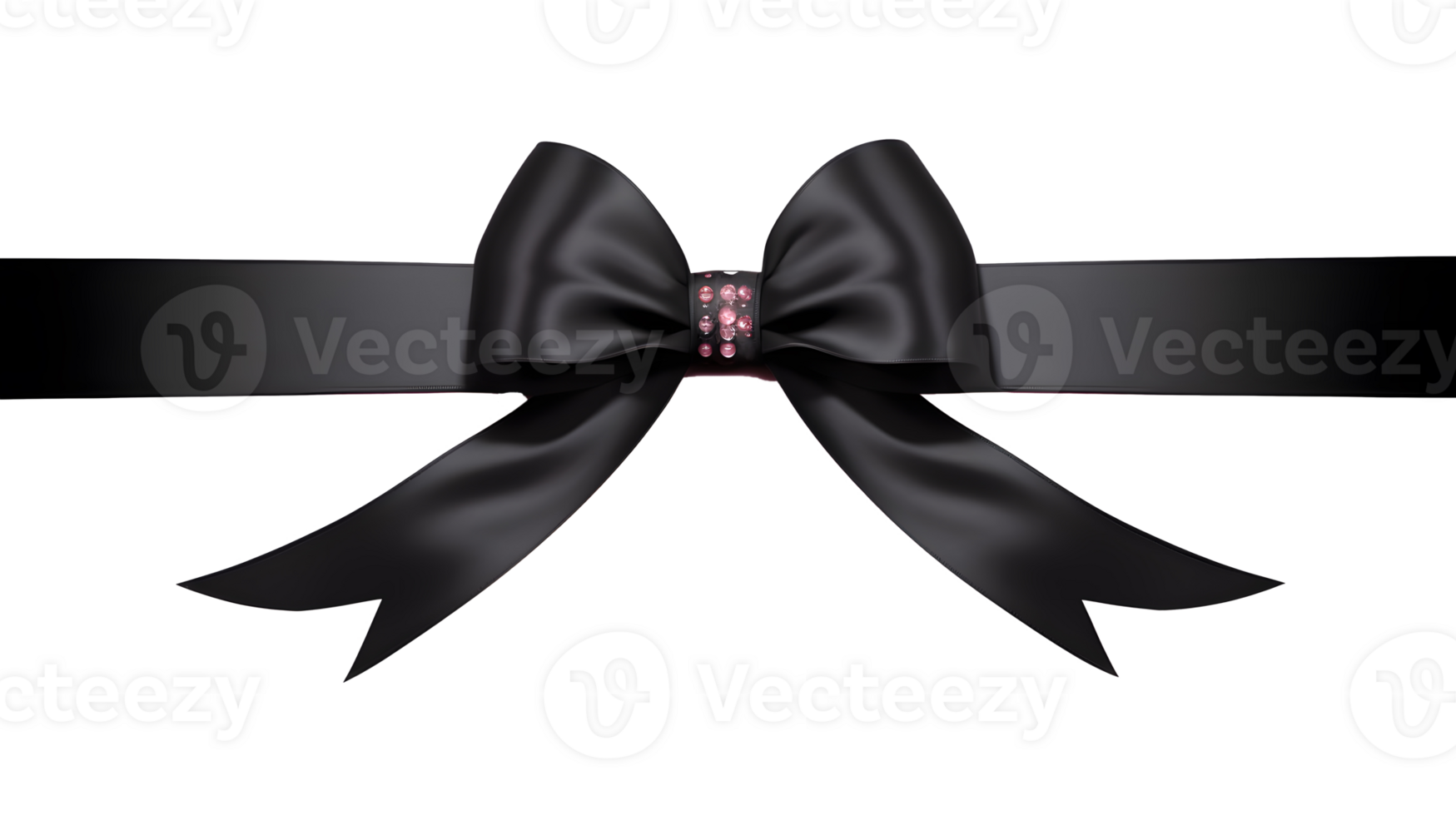 AI generated Black ribbon with bow without background png