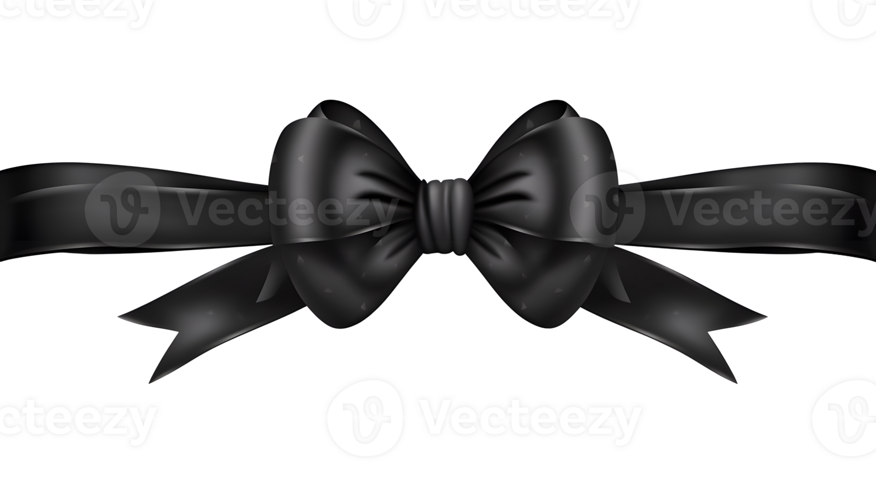 AI generated Black ribbon with bow without background png