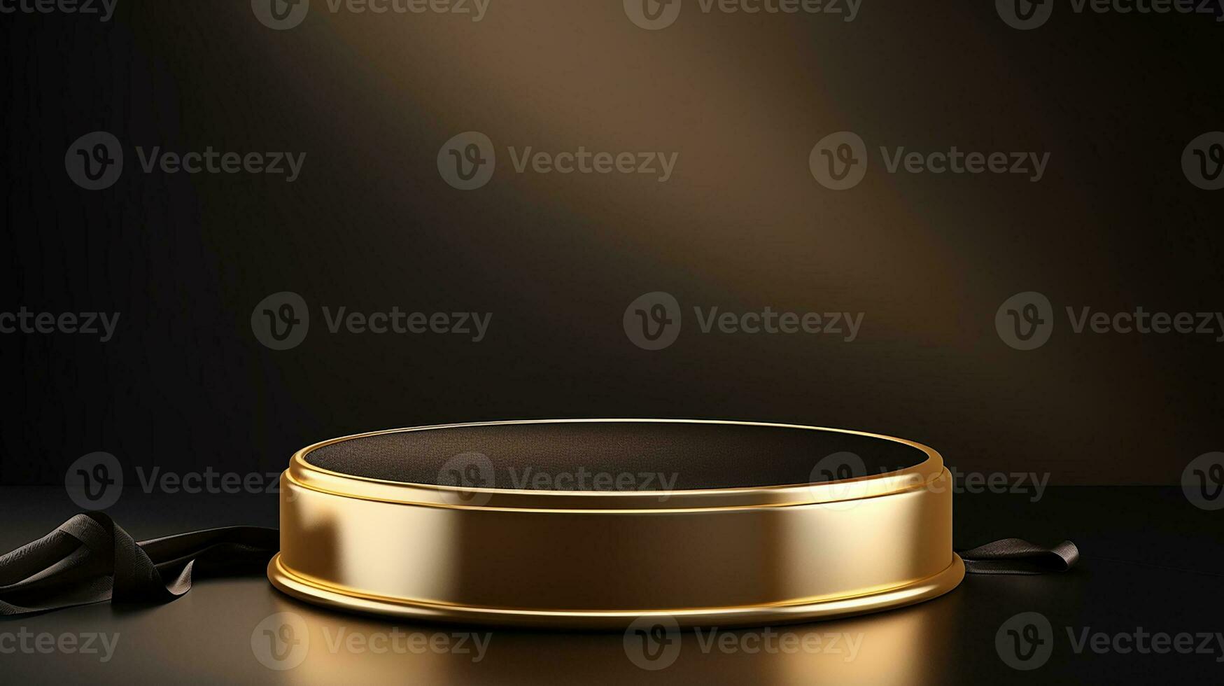 AI generated 3d rendered empty display golden podium Minimal scene for product display presentation photo