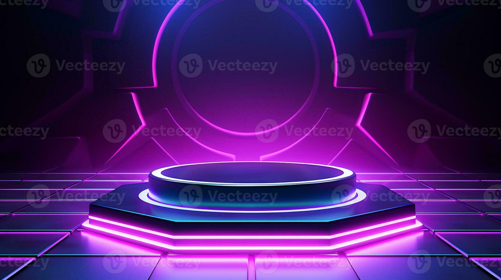 AI generated 3d rendered empty display podium with lights Minimal scene for product display presentation photo