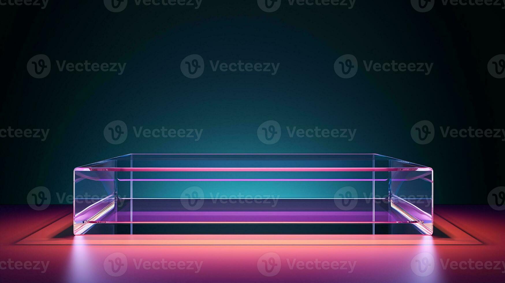 AI generated 3d rendered empty display glass podium Minimal scene for product display presentation photo