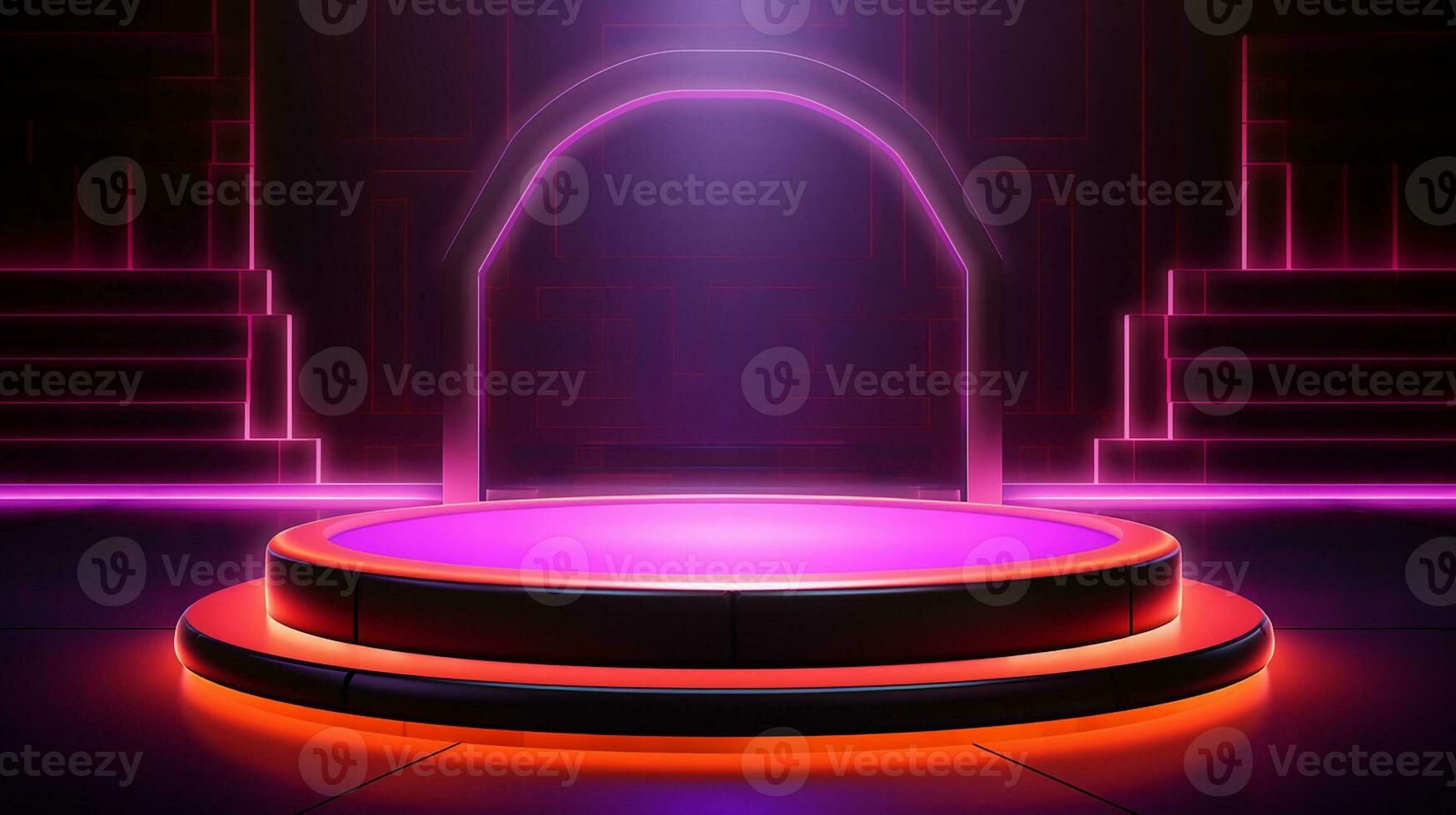 AI generated 3d rendered empty display podium with lights Minimal scene for product display presentation photo