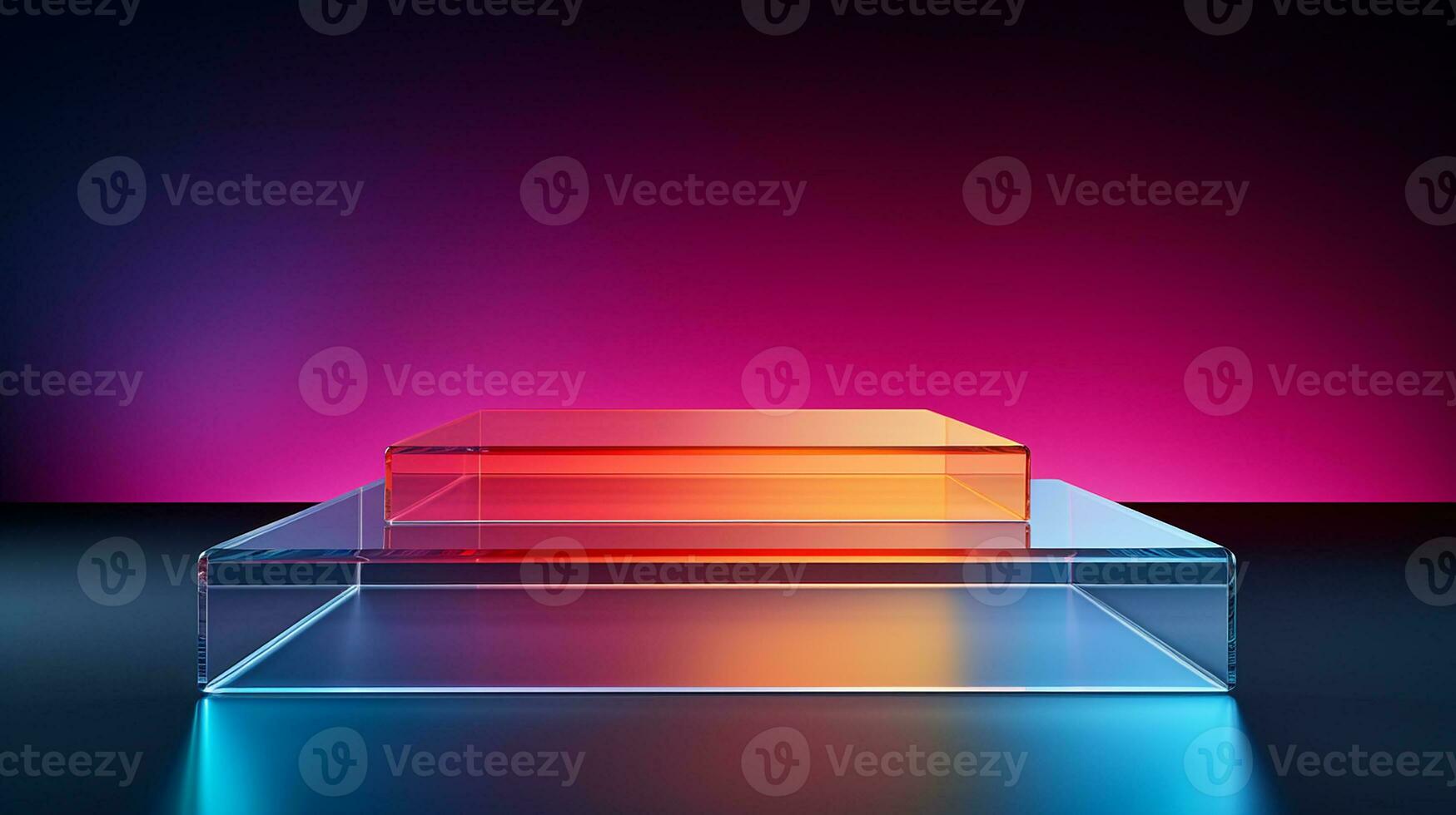 AI generated 3d rendered empty display glass podium Minimal scene for product display presentation photo