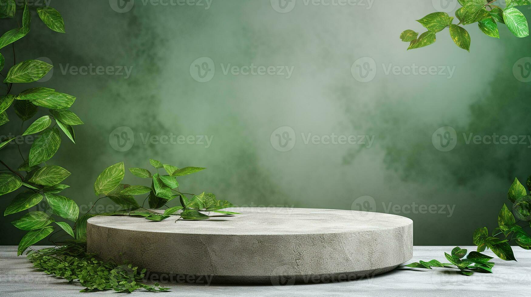 AI generated podium product display in jungle or stage product showcase mock up Minimal scene for product display presentation photo