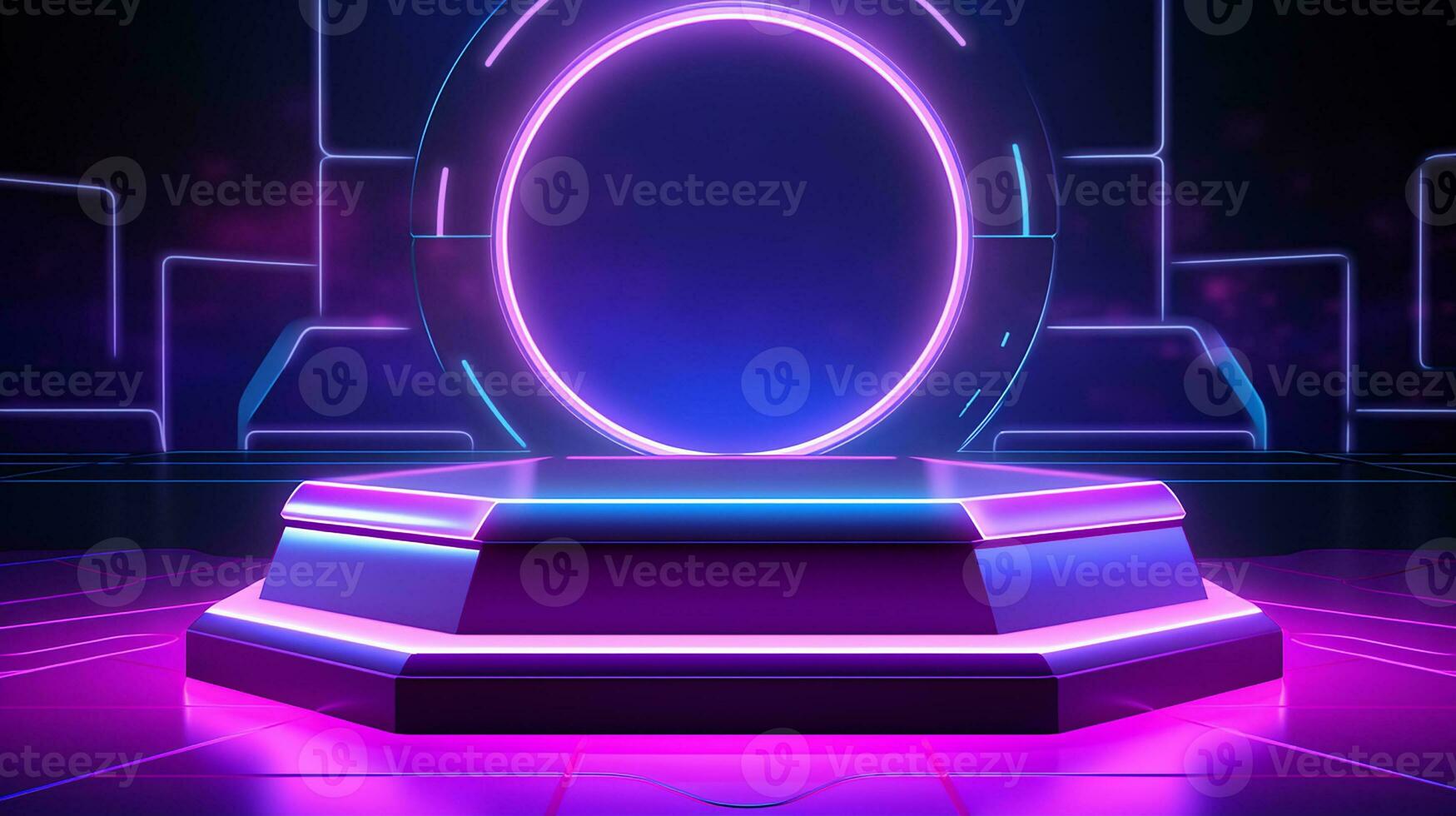 AI generated 3d rendered empty display podium with lights Minimal scene for product display presentation photo