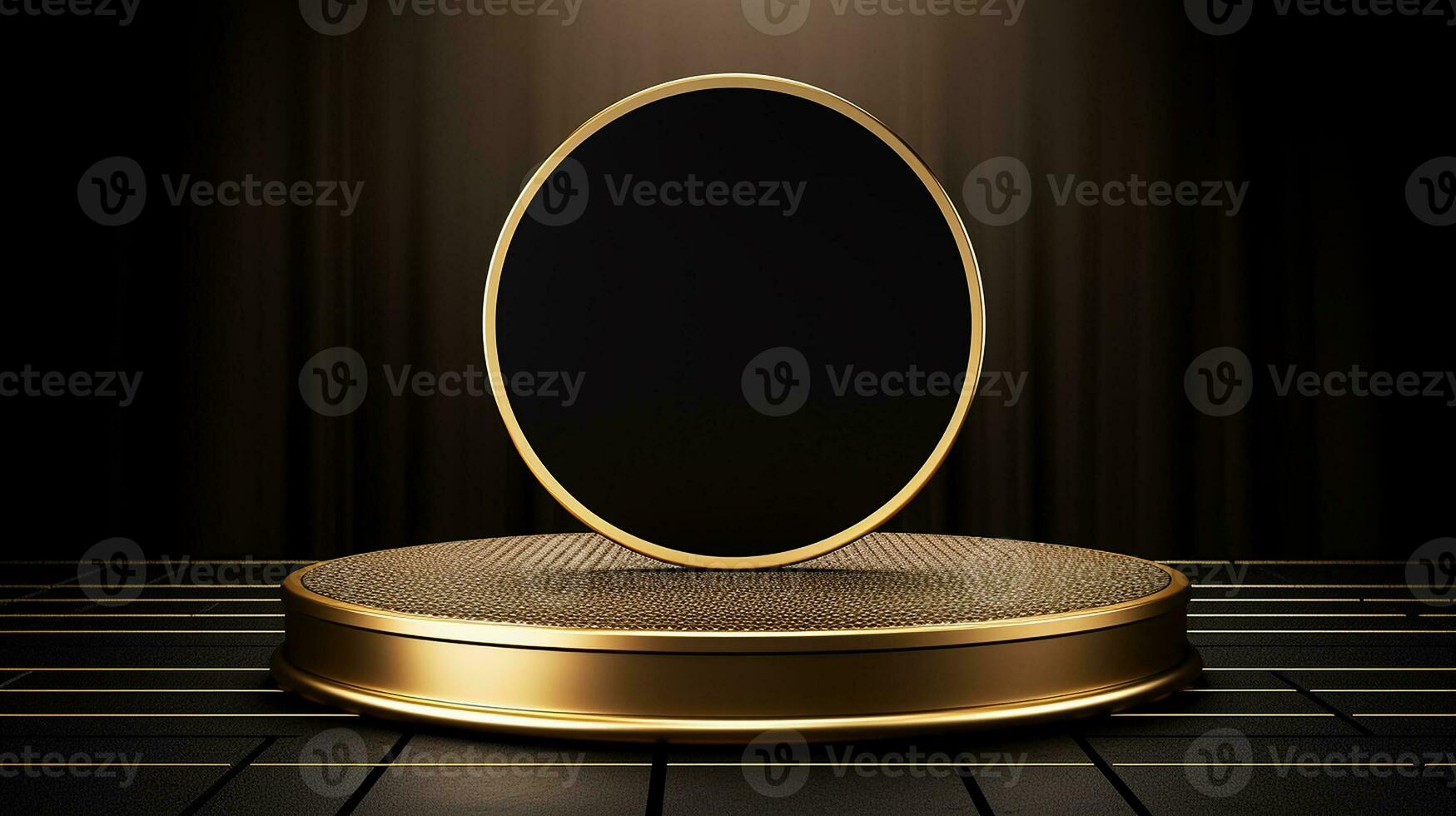 AI generated 3d rendered empty display golden podium Minimal scene for product display presentation photo