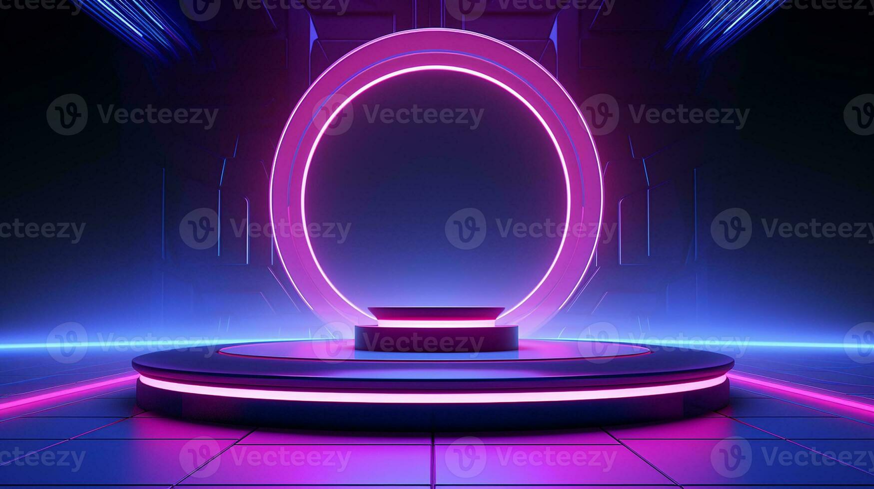 AI generated 3d rendered empty display podium with lights Minimal scene for product display presentation photo