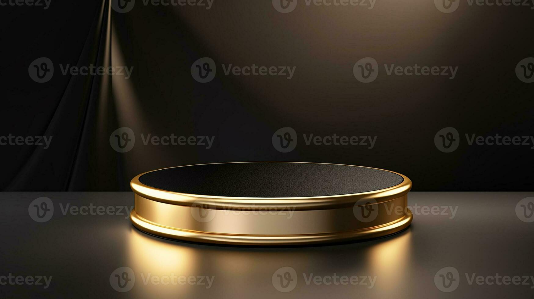 AI generated 3d rendered empty display golden podium Minimal scene for product display presentation photo
