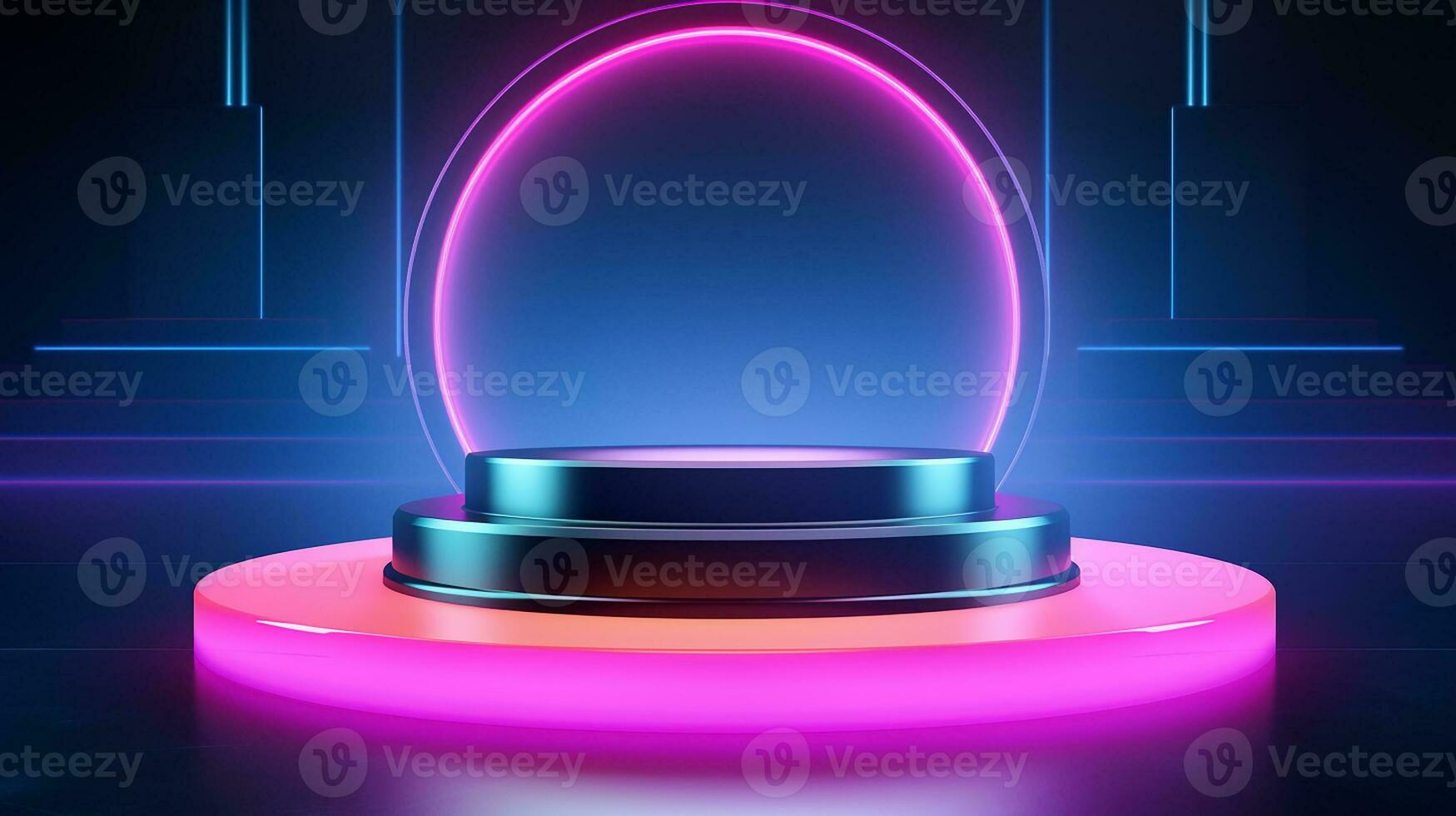 AI generated 3d rendered empty display podium with lights Minimal scene for product display presentation photo