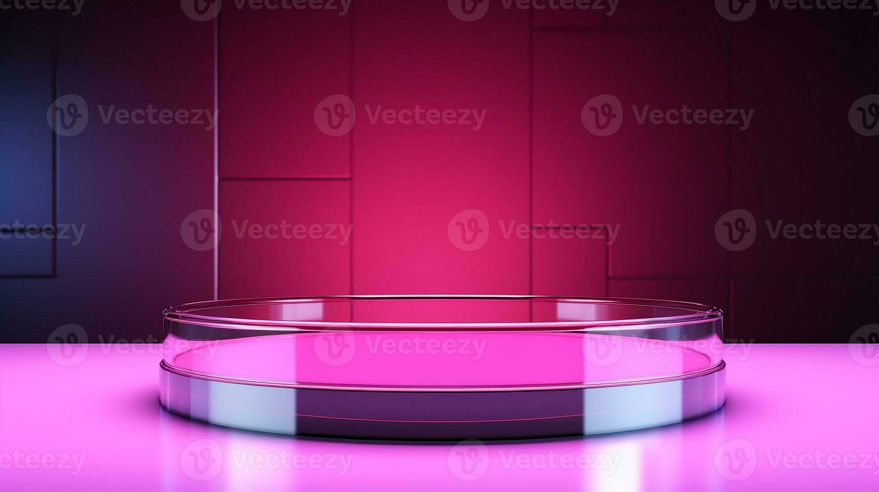 AI generated 3d rendered empty display pink glass podium Minimal scene for product display presentation photo