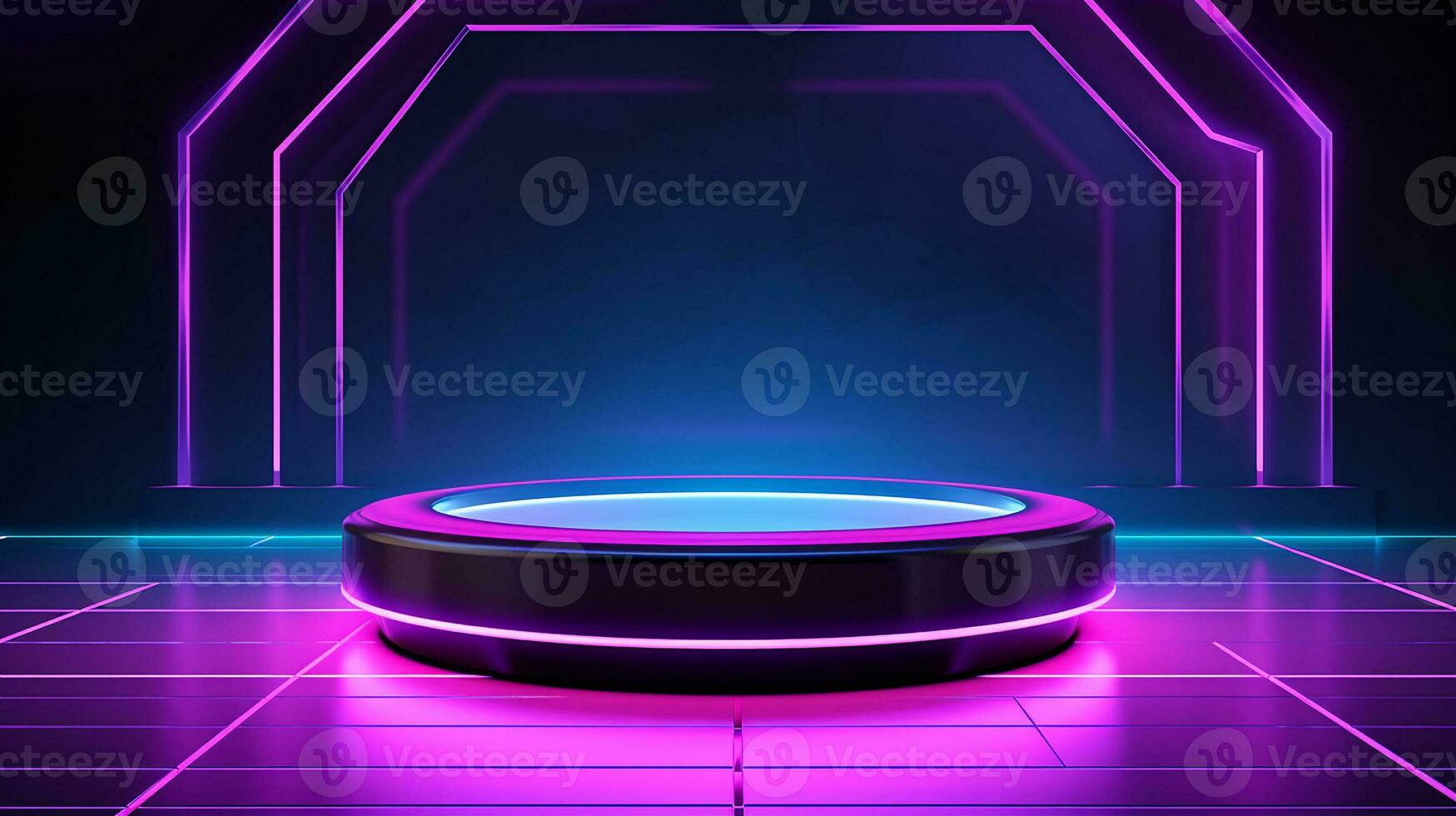 AI generated 3d rendered empty display podium with lights Minimal scene for product display presentation photo