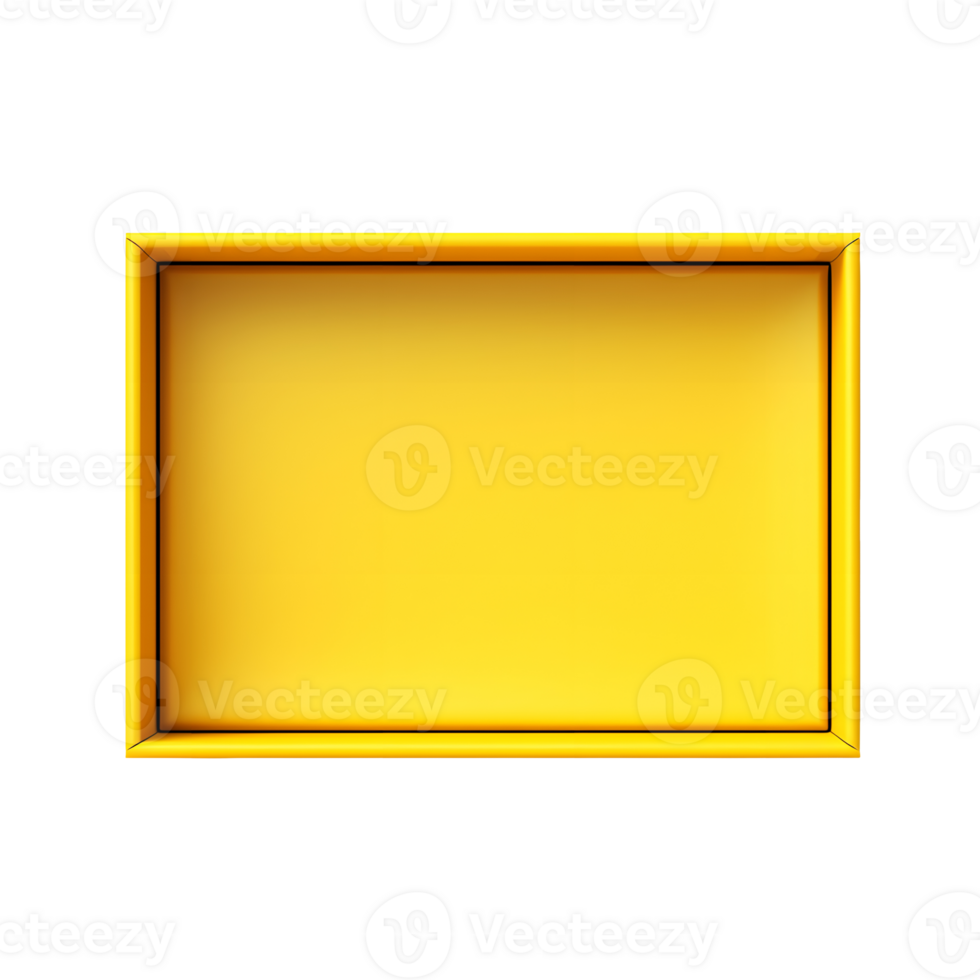 ai generado parte superior ver de amarillo abrió caja con vacío espacio para producto monitor o similar casos. reir para Bosquejo. transparente png dentro