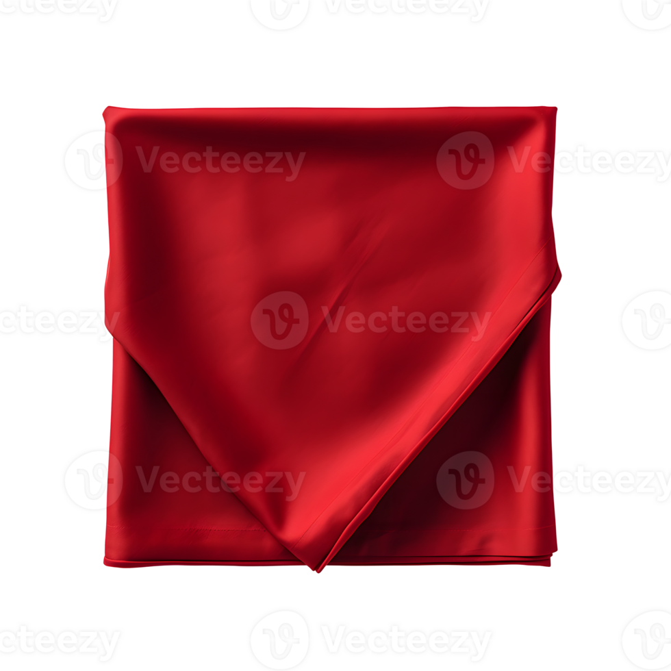AI generated Top view of red napkin. Close up view. Transparent PNG inside
