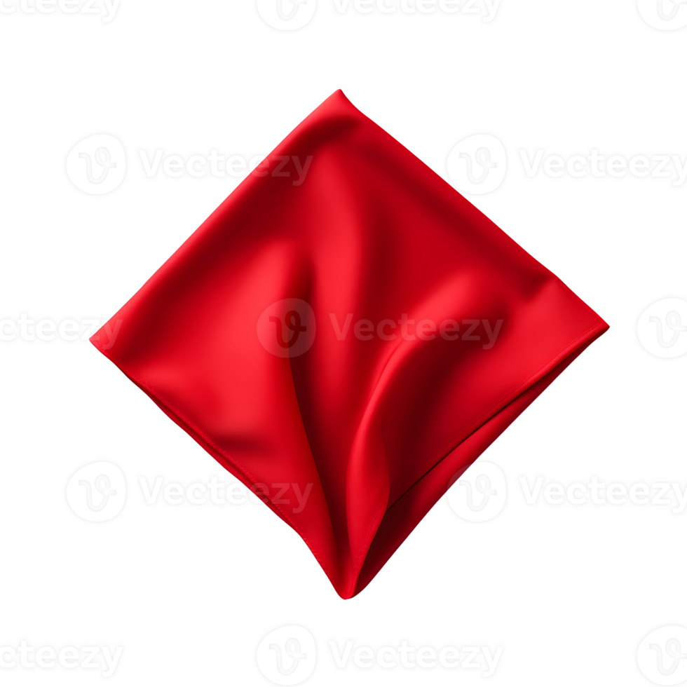 AI generated Top view of red napkin. Close up view. Transparent PNG inside