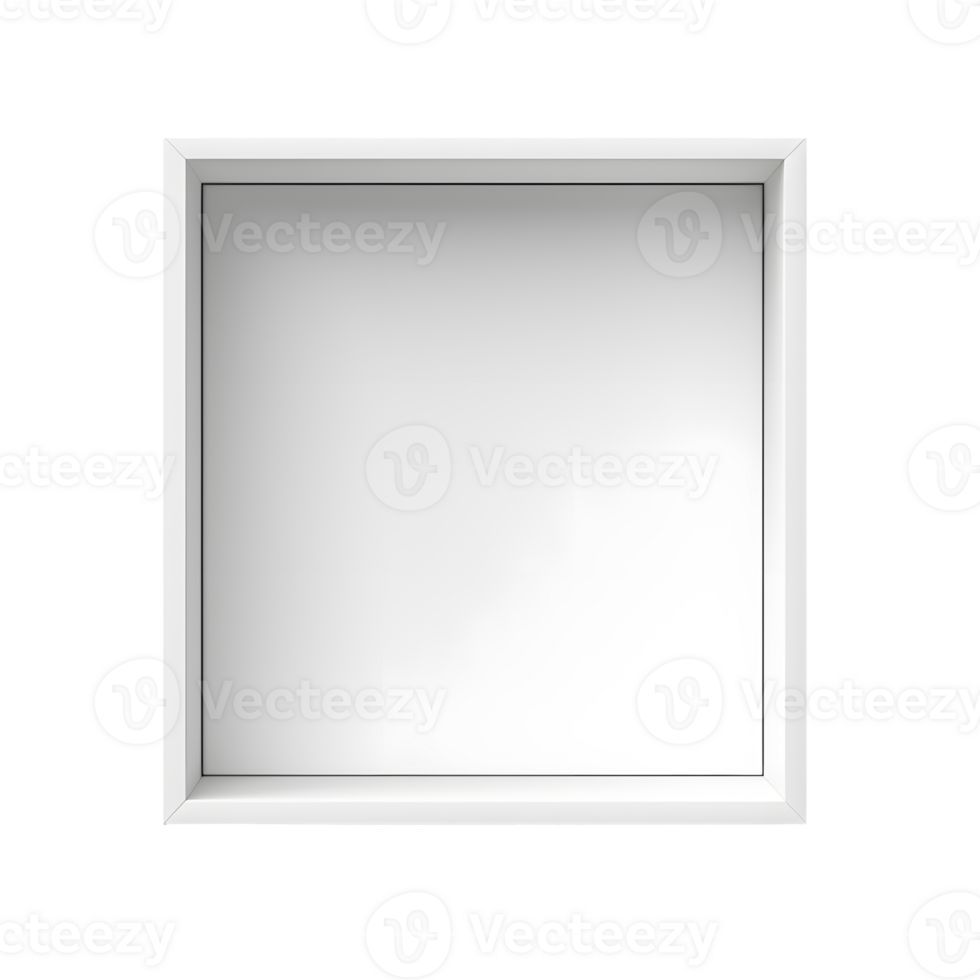 AI generated Top view of white opened box with empty space for product display or similar cases. Reay for mockup. Transparent PNG inside