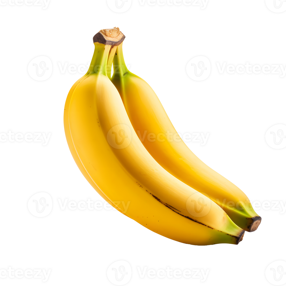 AI generated Close up photo of yellow, tasty and ripe bananas without background. Transparent PNG included