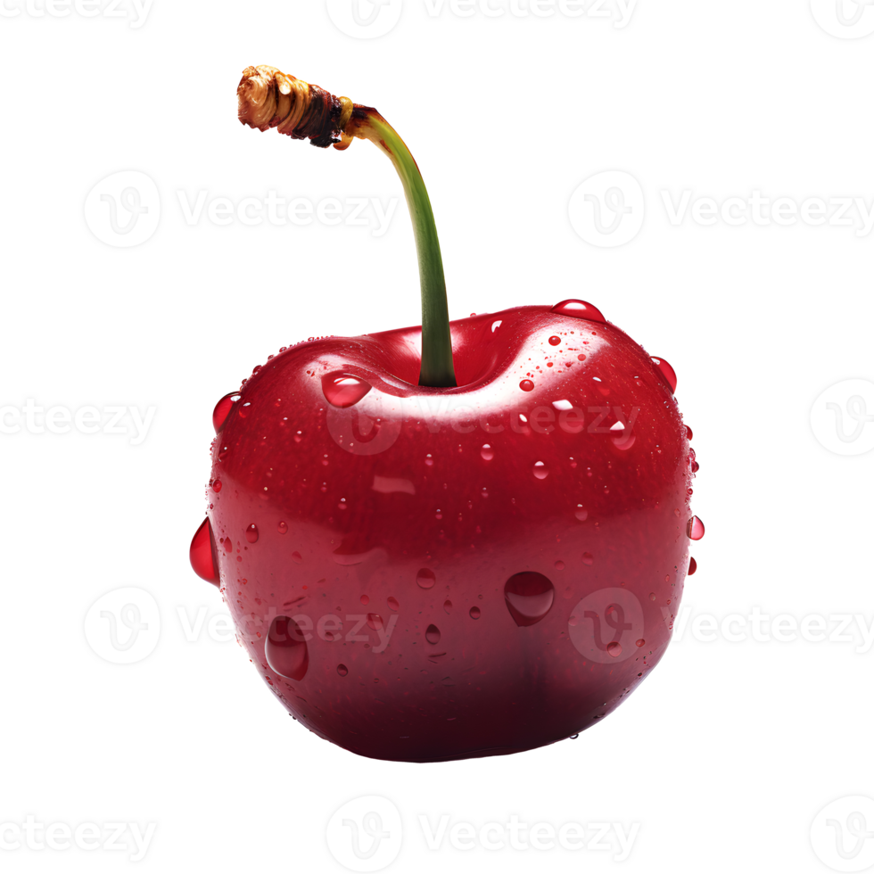 AI generated Close up photo of red, tasty and ripe cherry without background. Transparent PNG included