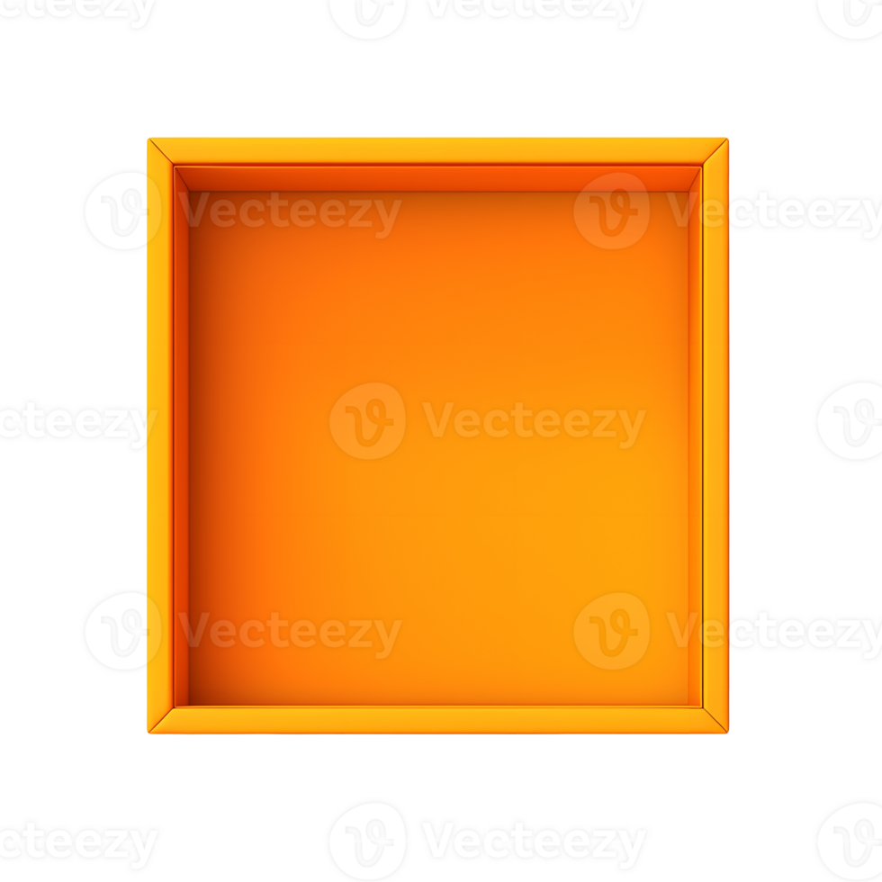 AI generated Top view of orange opened box with empty space for product display or similar cases. Reay for mockup. Transparent PNG inside