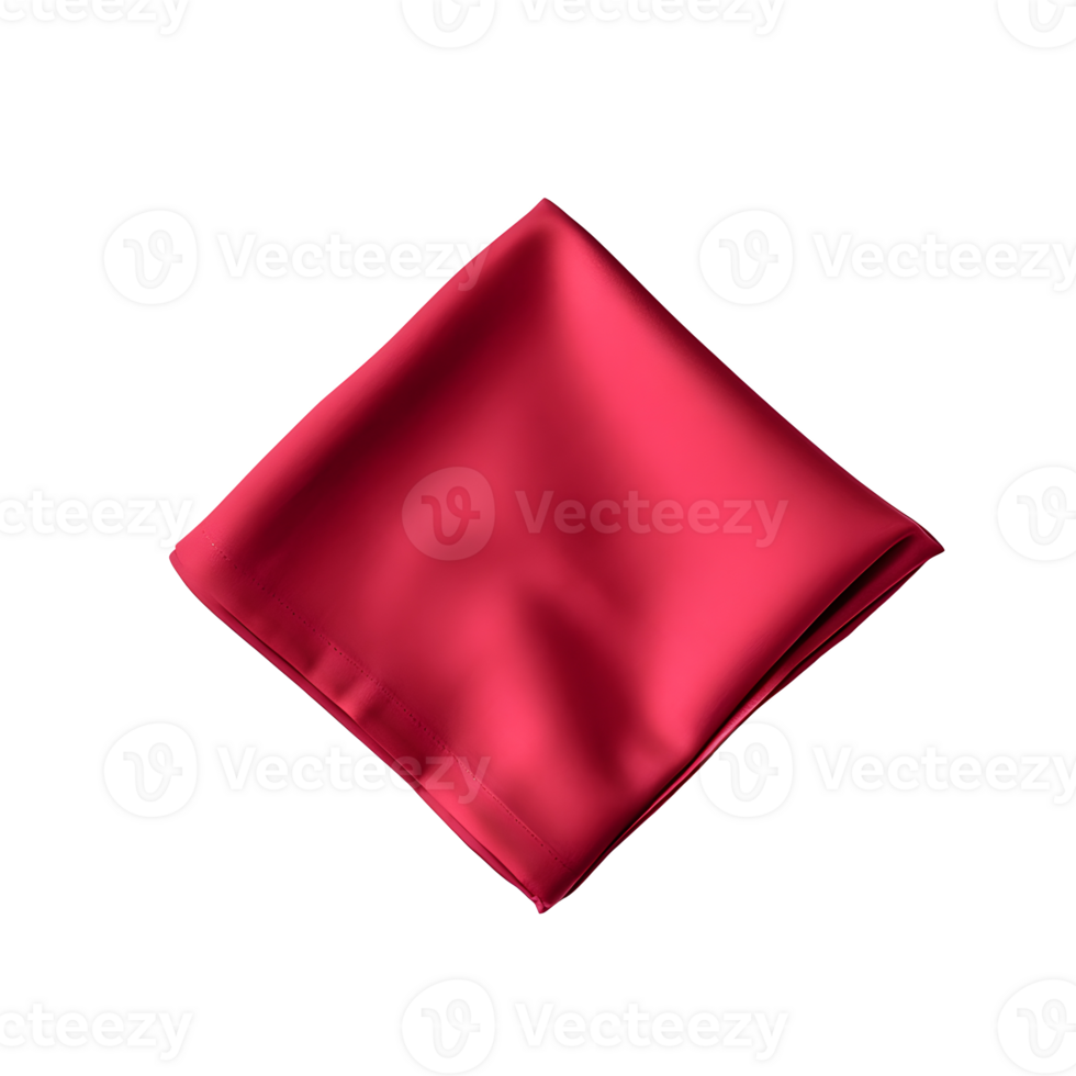 AI generated Top view of red napkin. Close up view. Transparent PNG inside