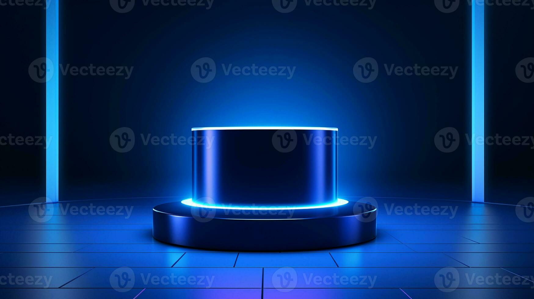 AI generated 3d rendered empty display podium with lights Minimal scene for product display presentation photo