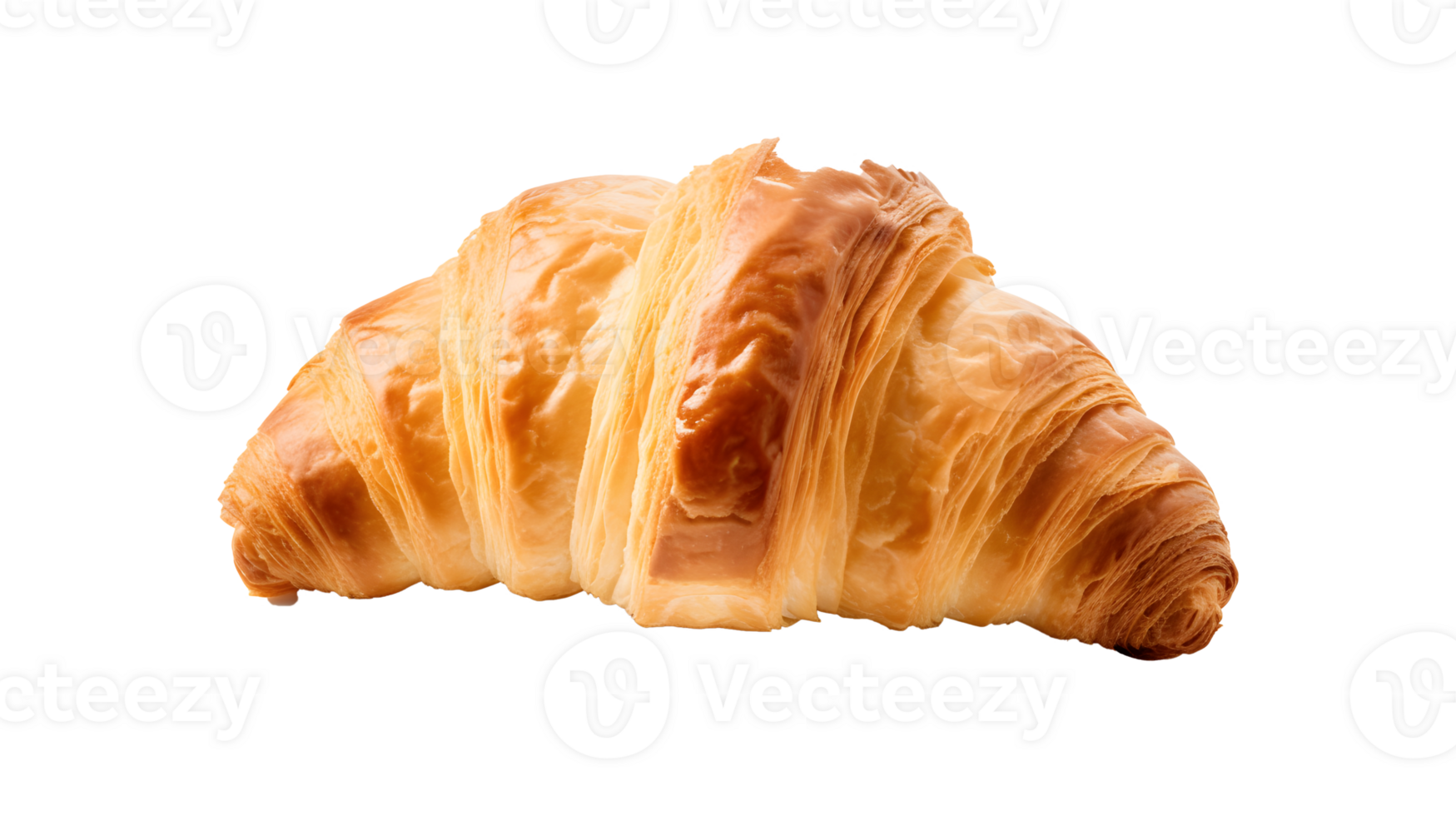AI generated Close up photo of fresh, crispy and tasty croissant without background. Transparent PNG inside