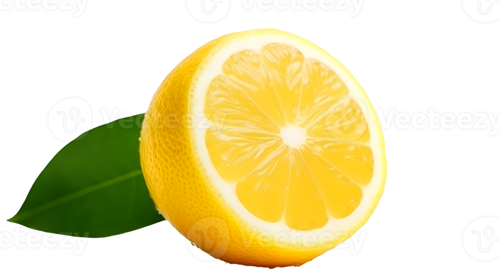 AI generated Close up photo of fresh and tasty lemon without background. Transparent PNG inside