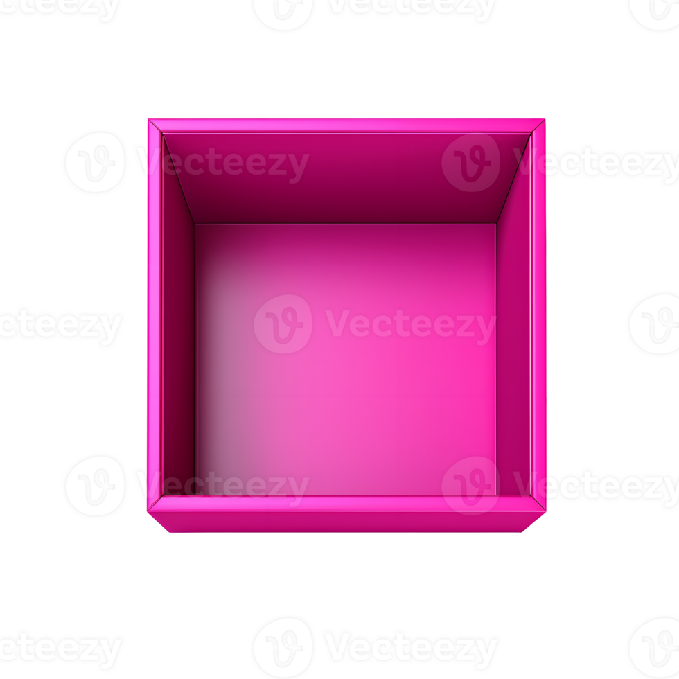 AI generated Top view of pink opened box with empty space for product display or similar cases. Ready for mockup. Transparent PNG inside
